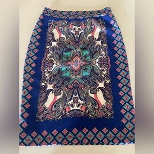 RENEE C PRINTED SKIRT (L); multi color slip-on